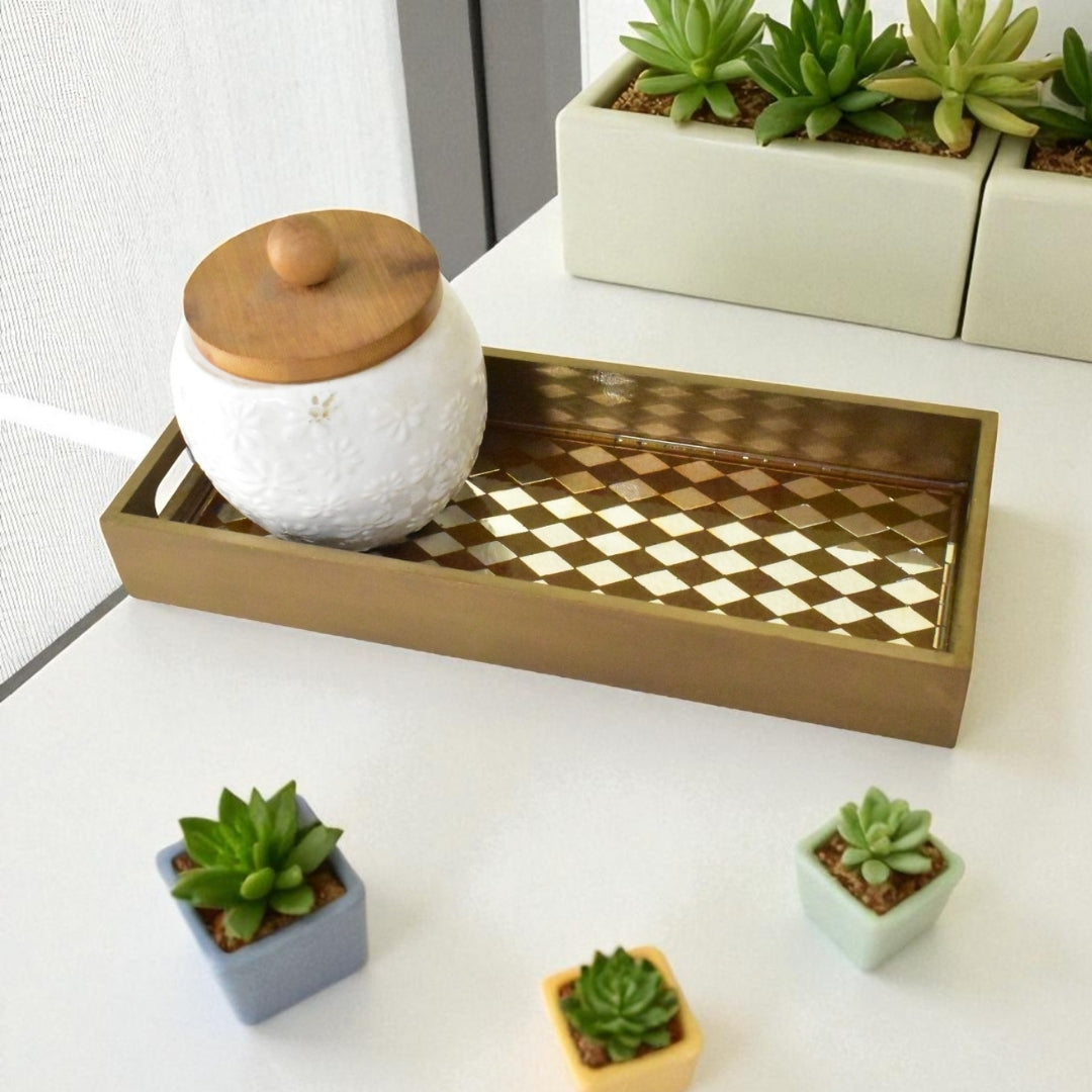Handcrafted Gold Mirror Tray – Elegant Home Accent