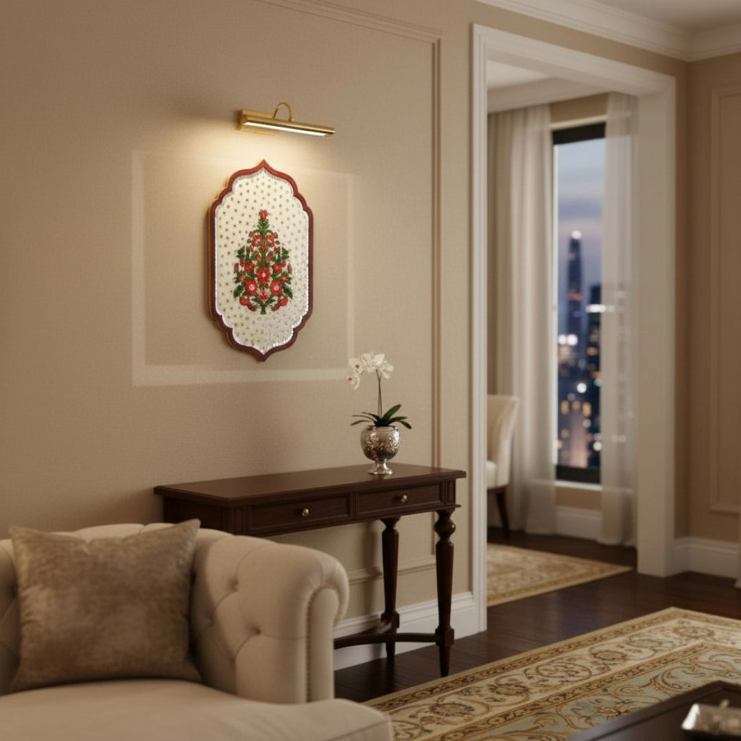 Handcrafted Pastel Green Floral Wall Art – Traditional Indian Design (Single)