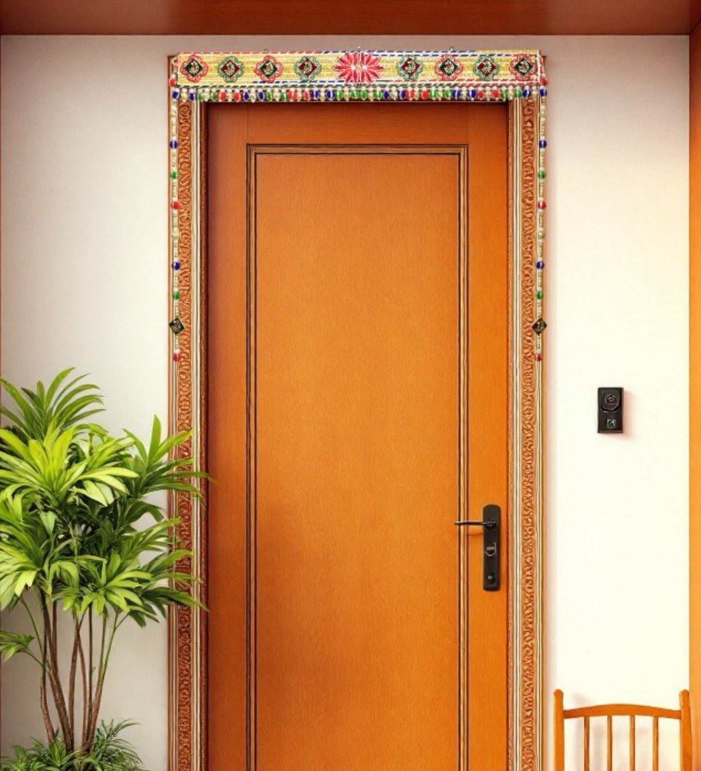 Handcrafted Golden Festive Bloom Toran – Auspicious Floral Door Hanging for Festive Home Decor