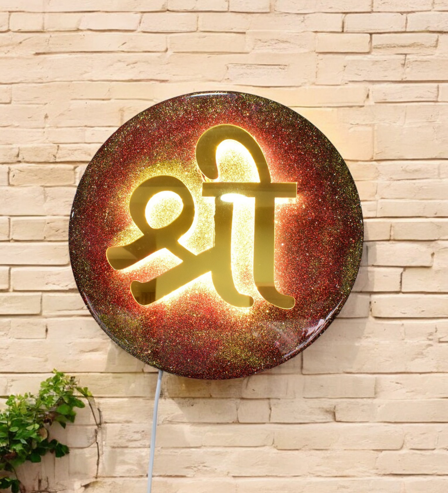 LED Backlit Shree Wall Art – Divine Blessings for Home & Office | Meditation, Yoga, Pooja and Living Room Decor