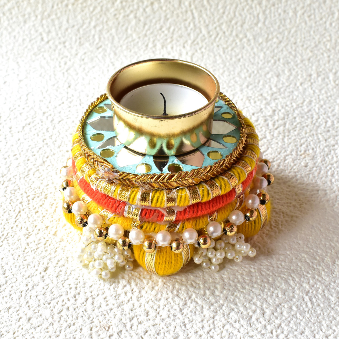 Handcrafted Dev Aasan Tea Light Holder – Ethnic Pooja & Festive Decor