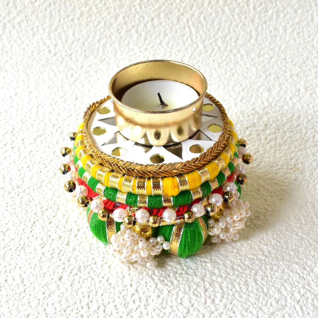 Handcrafted Decorative Chowki & Dev Aasan | Handmade Indian Idol Stand | Tea Light Holder