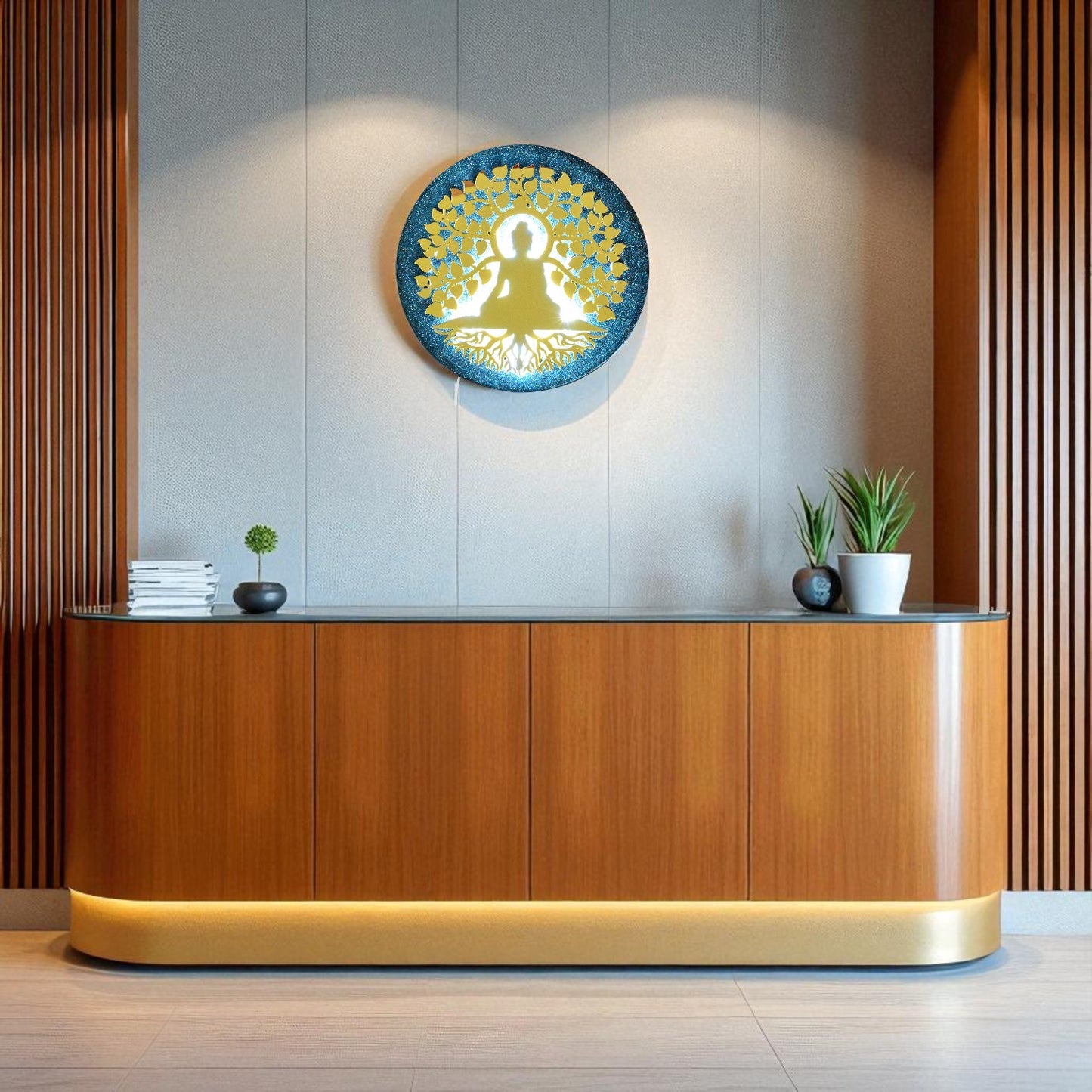 LED Backlit Buddha Wall Art | Enlightenment Tree Decor | Meditation Room Light Accent