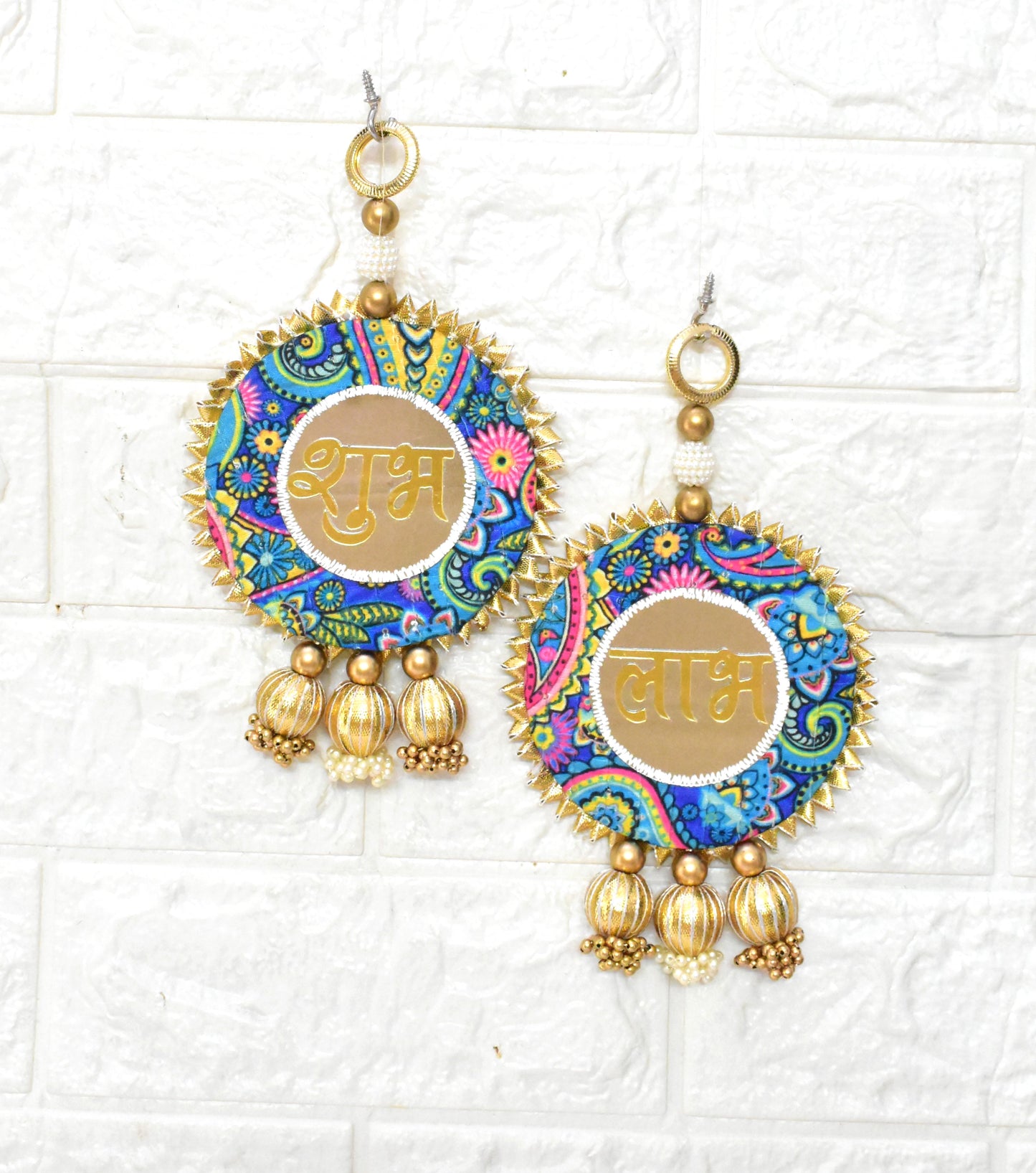 Shubh Labh Wall & Door Hanging Decor for Diwali, Navratri, Wedding - Beautiful Pooja Mandir Room Décor and Puja Favor