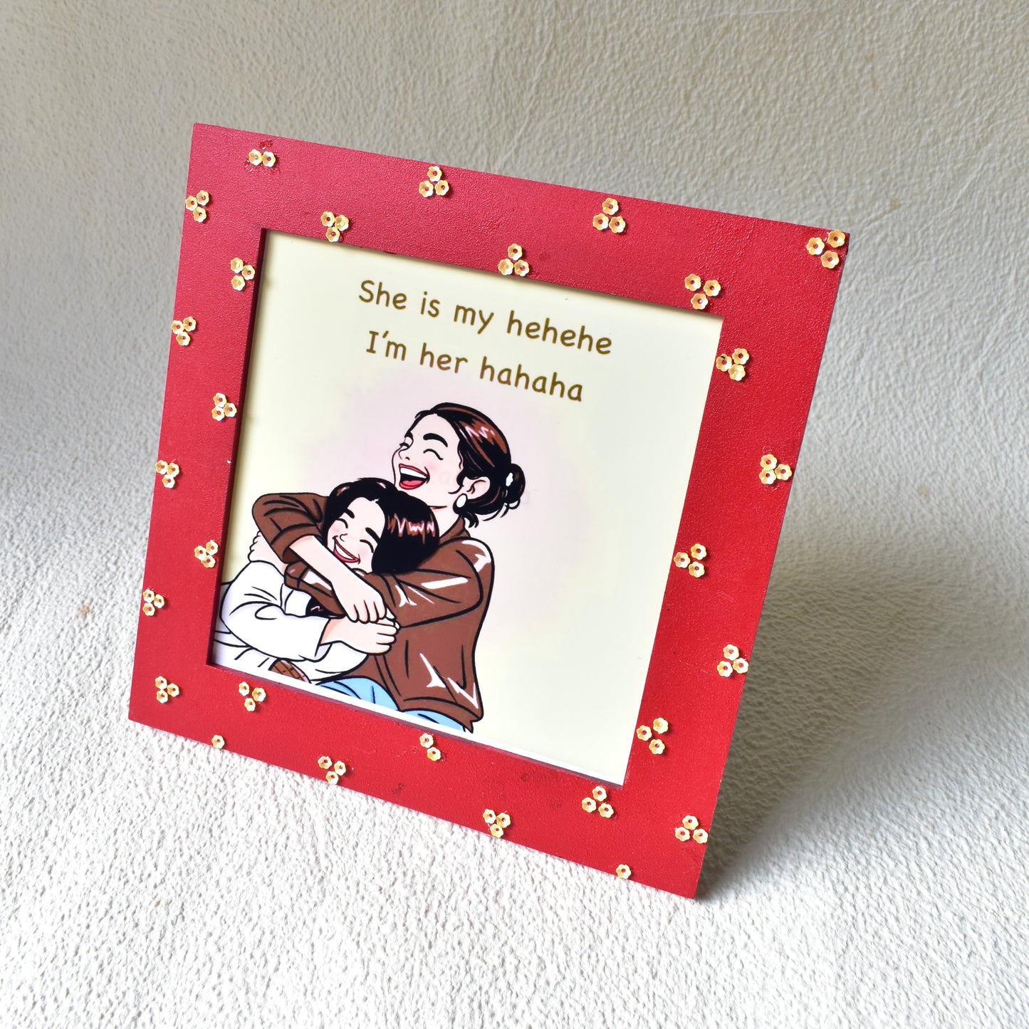 Handcraft Sunflower Bouquet & Hahahah - Hehehehe Is Message Frame Hamper | Mother's Day Gift | Miraayaa
