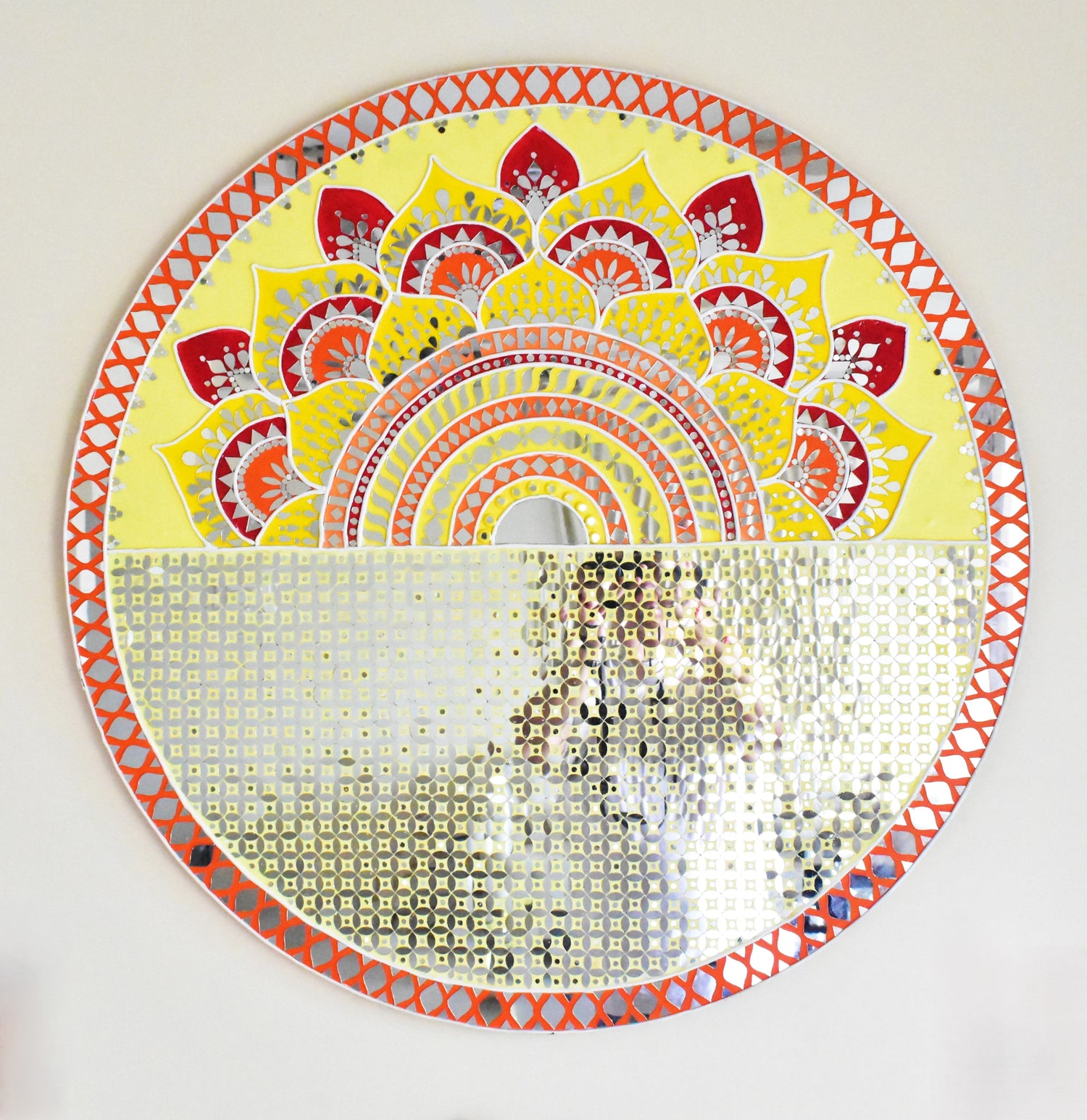 Lippan Inspired Wall Art | Traditional Kutch Mirror Art – Miraayaa