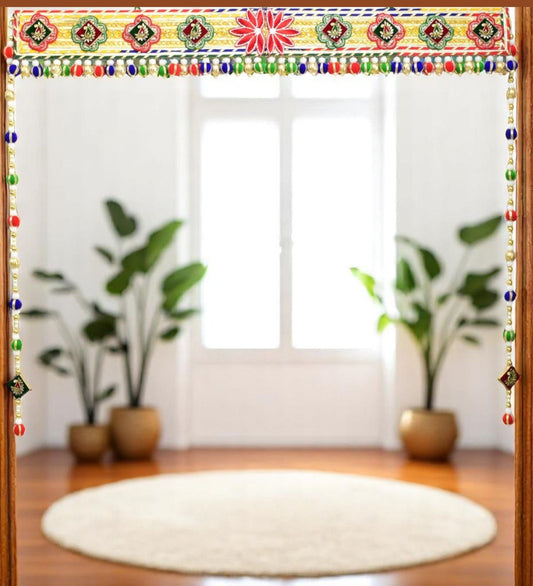 Handcrafted Golden Festive Bloom Toran – Auspicious Floral Door Hanging for Festive Home Decor