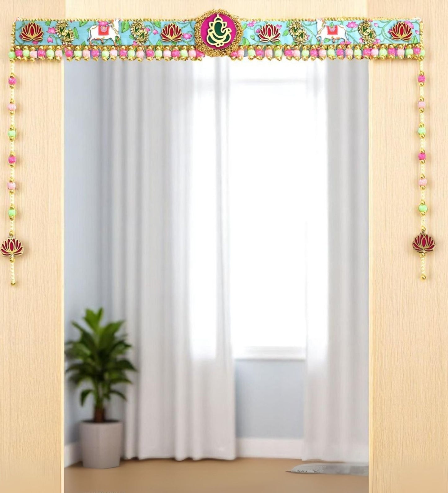 Divine Cow & Lotus Designer Toran – Auspicious Door Hanging for Festive Home Decor