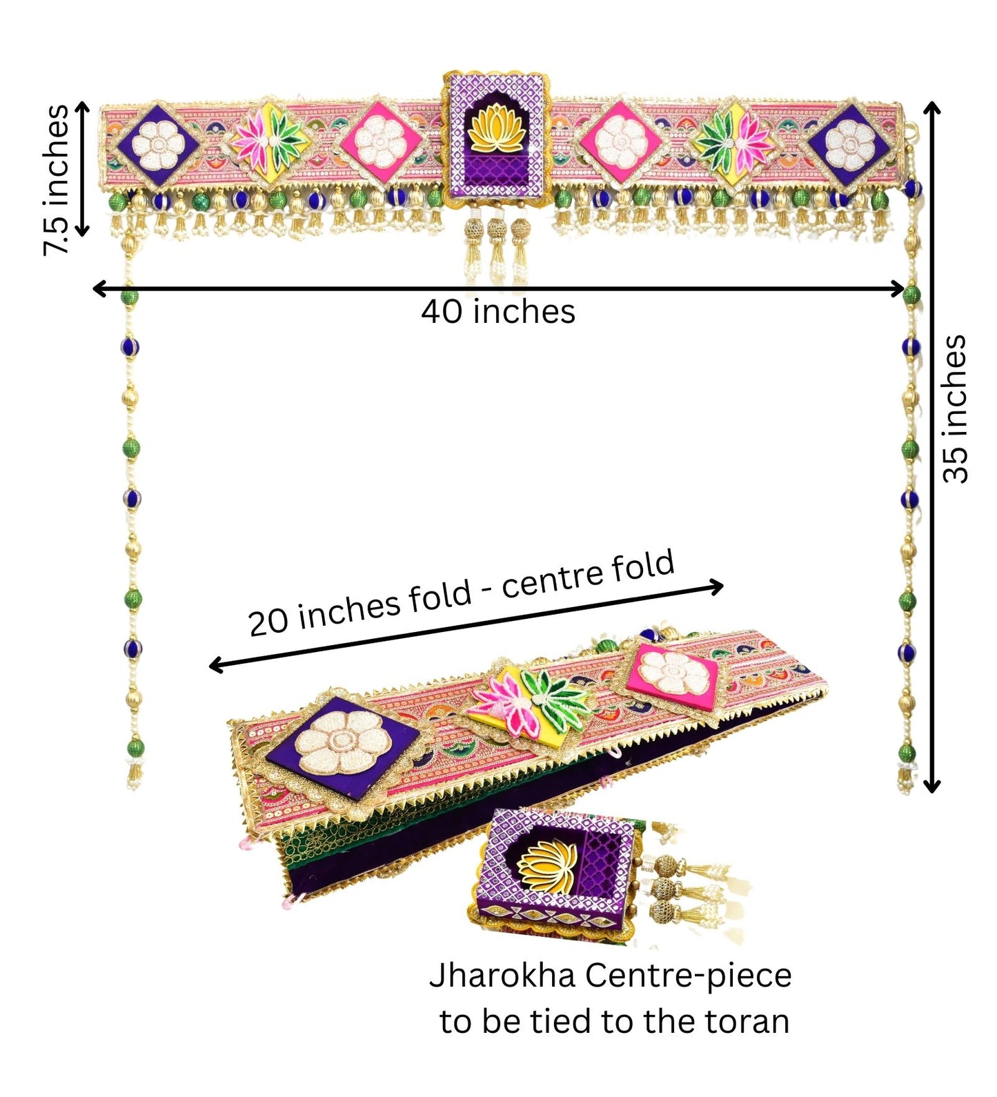 Royal Lotus Embroidered Door Toran - Auspicious Floral Door Hanging for Festive Home Decor