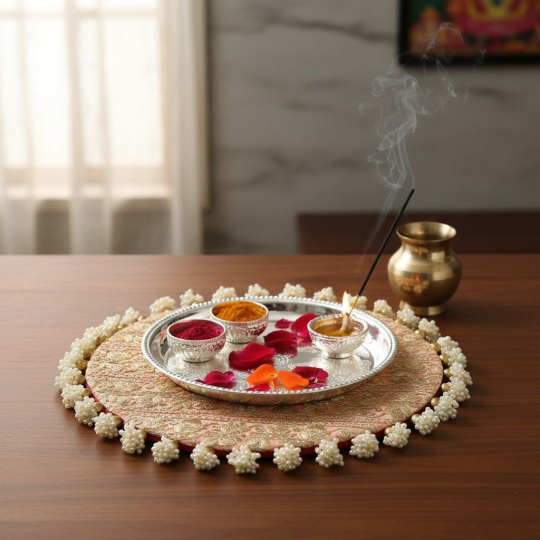 Luxury Decorative MDF Platter Set for Pooja, Wedding & Festive Home Decor | Set of 5