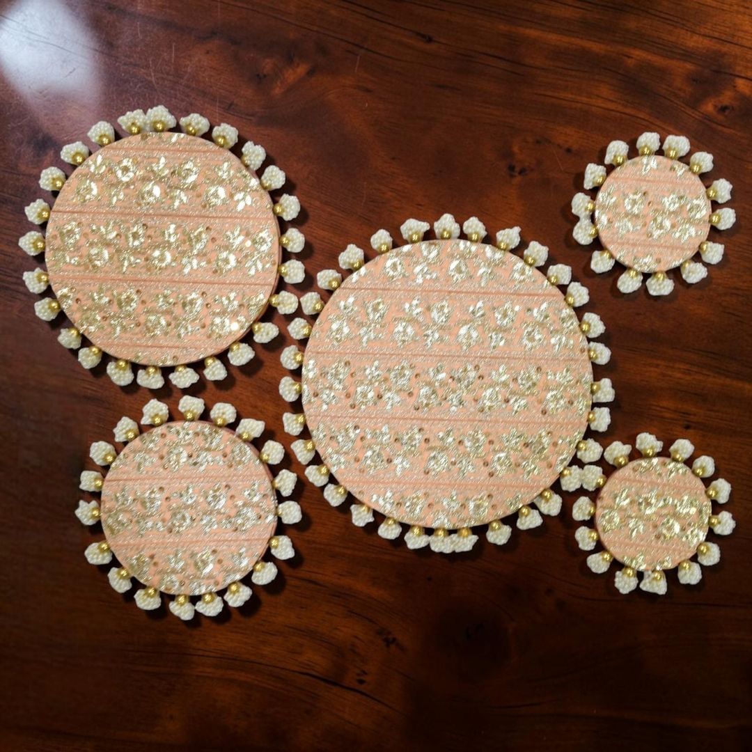 Luxury Decorative MDF Platter Set for Pooja, Wedding & Festive Home Decor | Set of 5