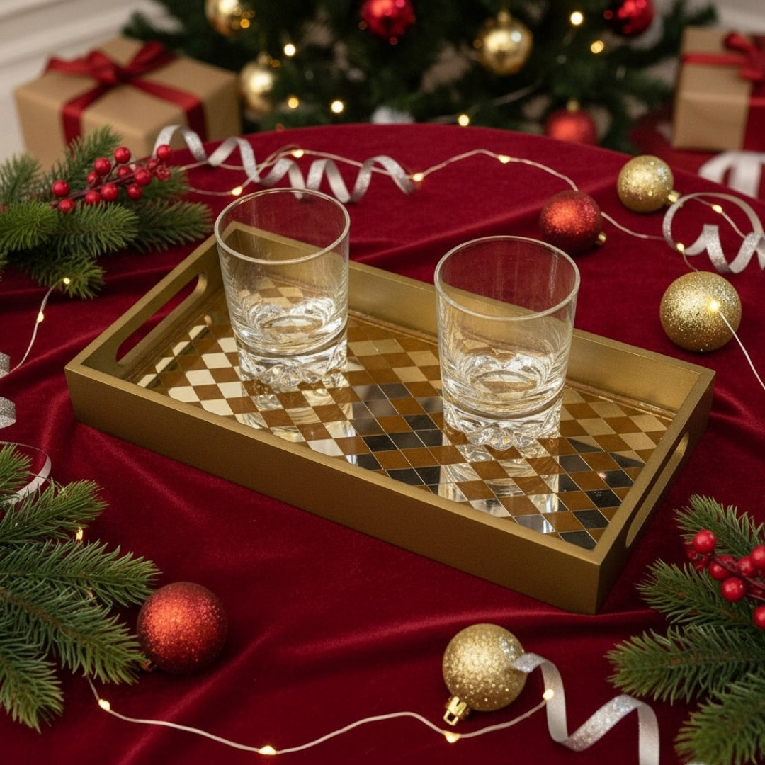 Handcrafted Gold Mirror Tray – Elegant Home Accent