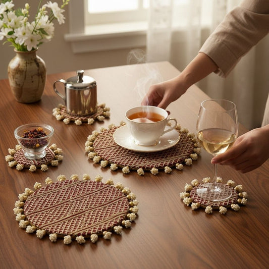 Luxury Handcrafted Decorative Platter Set for Pooja, Weddings & Festive Home Decor | Set of 5 MDF Trays