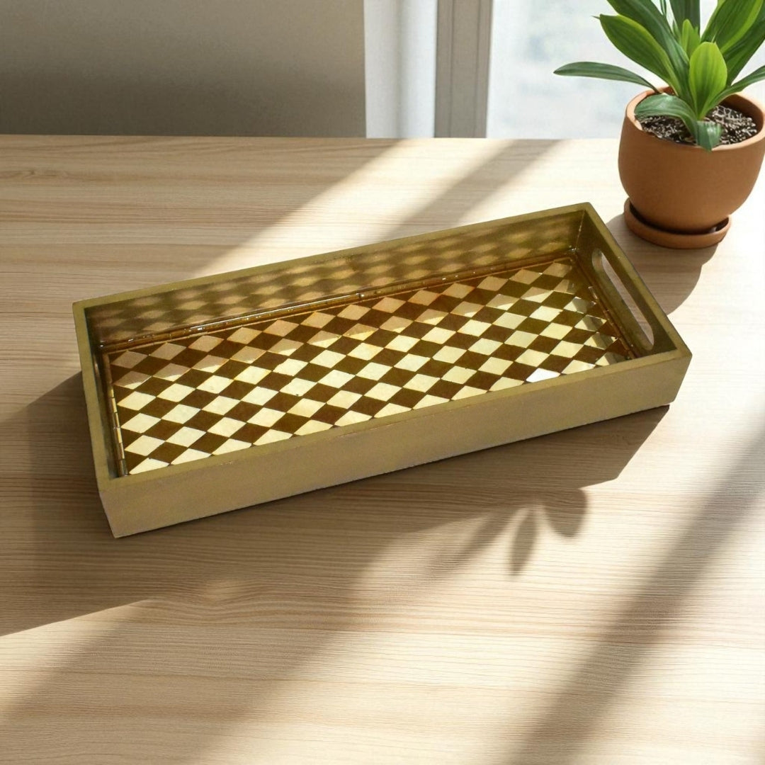 Handcrafted Gold Mirror Tray – Elegant Home Accent