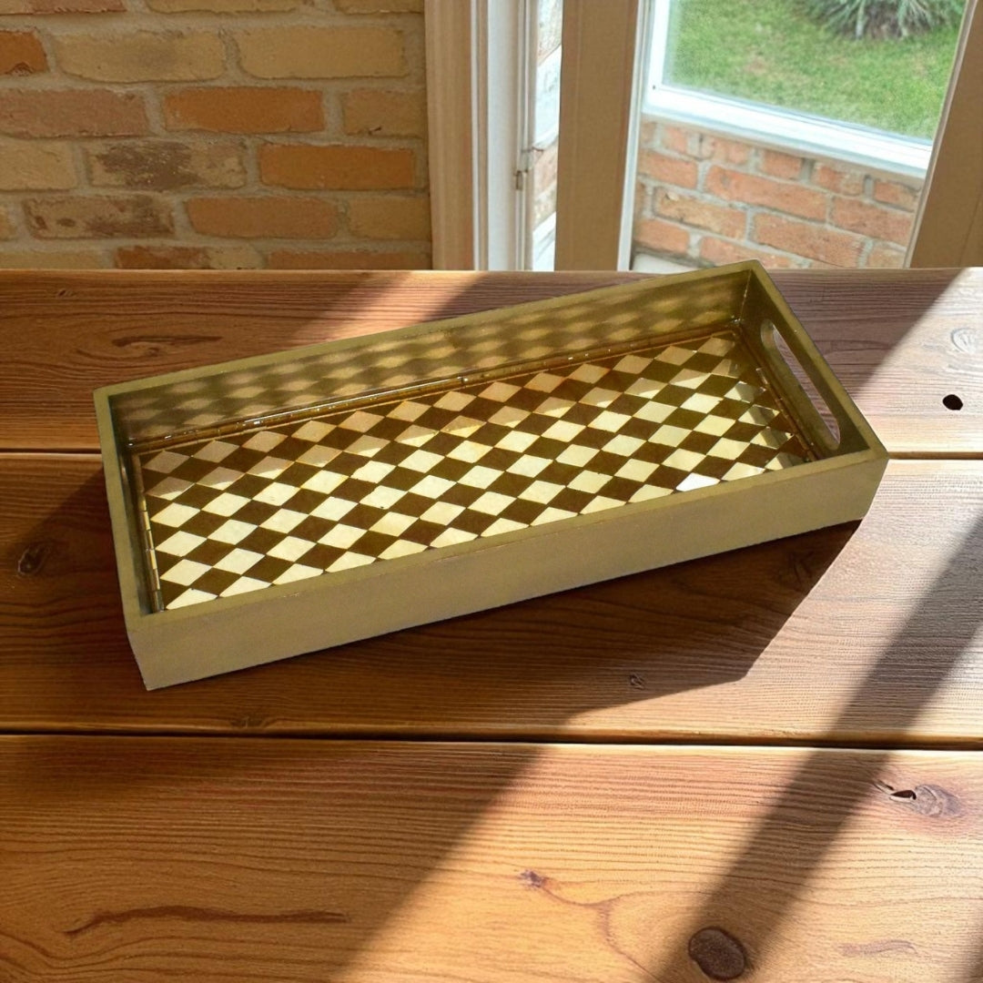 Handcrafted Gold Mirror Tray – Elegant Home Accent