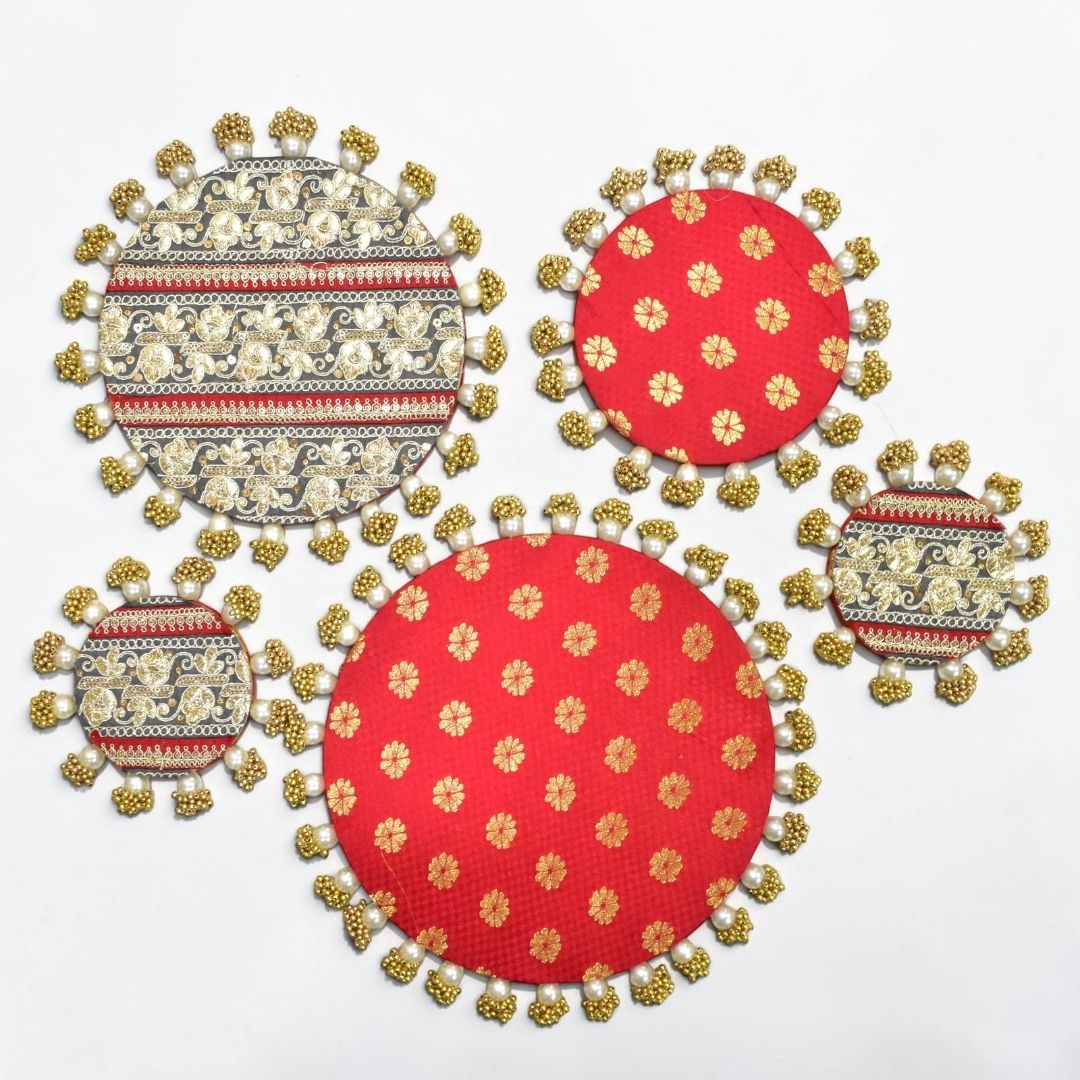 Luxury Decorative MDF Platter Set for Pooja, Wedding & Festive Home Decor | Set of 5