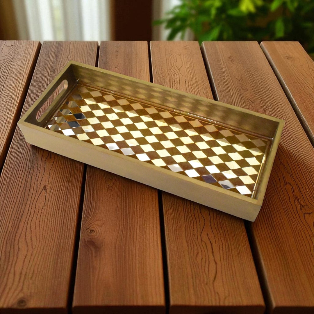 Handcrafted Gold Mirror Tray – Elegant Home Accent