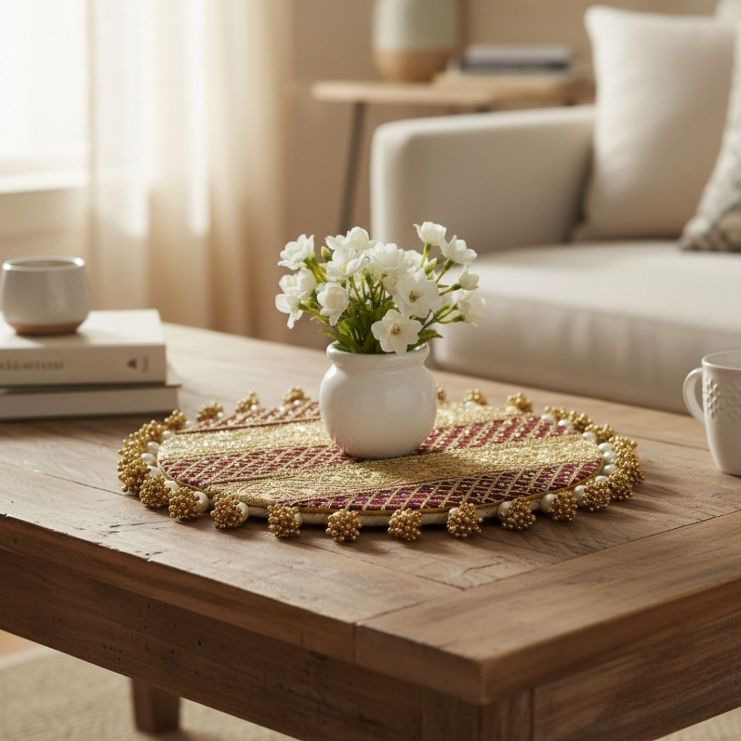 Luxury Handcrafted Decorative Platter Set for Pooja, Weddings & Festive Home Decor | Set of 5 MDF Trays