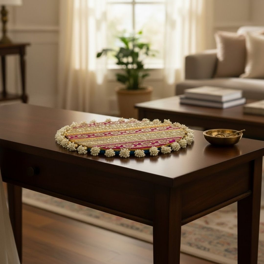 Luxury Handcrafted Decorative Platter Set for Pooja, Weddings & Festive Home Decor | Set of 5 MDF Trays
