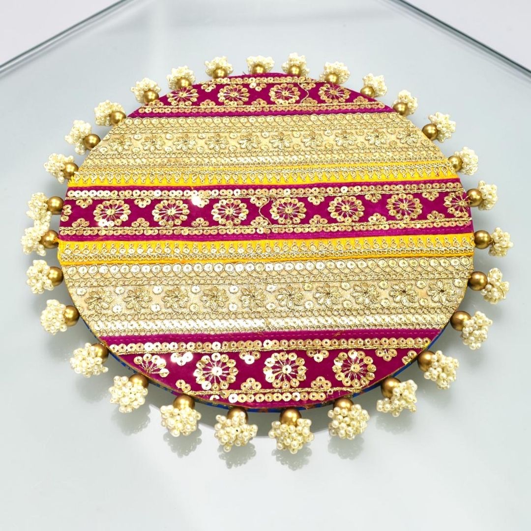 Luxury Handcrafted Decorative Platter Set for Pooja, Weddings & Festive Home Decor | Set of 5 MDF Trays