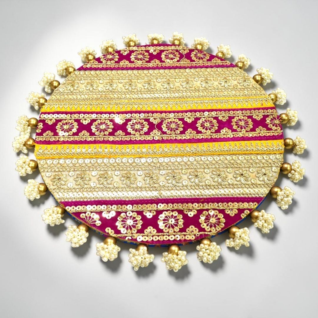 Luxury Handcrafted Decorative Platter Set for Pooja, Weddings & Festive Home Decor | Set of 5 MDF Trays
