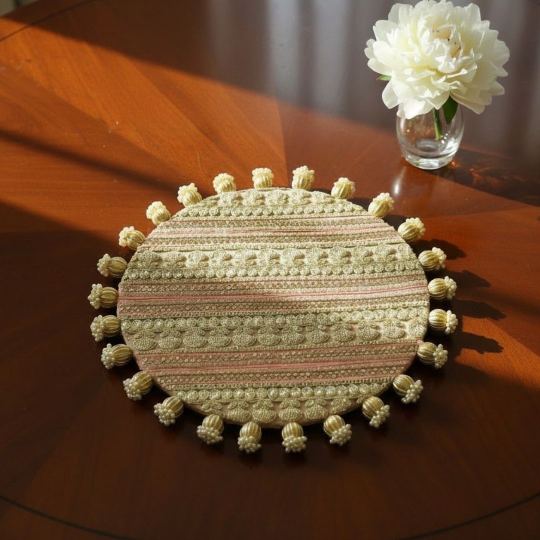 Decorative MDF Platter Set for Pooja, Wedding & Festive Home Decor | Set of 5
