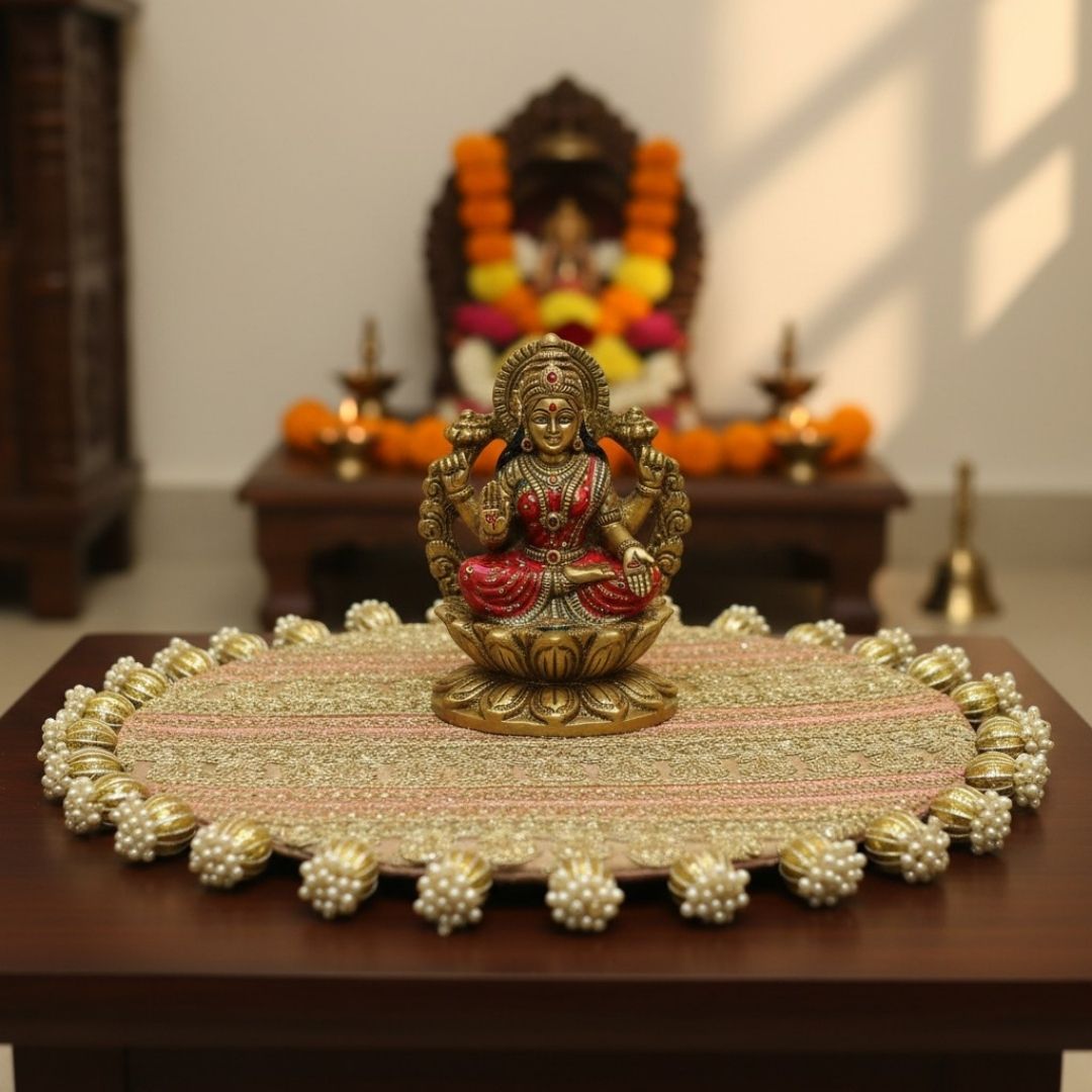 Decorative MDF Platter Set for Pooja, Wedding & Festive Home Decor | Set of 5
