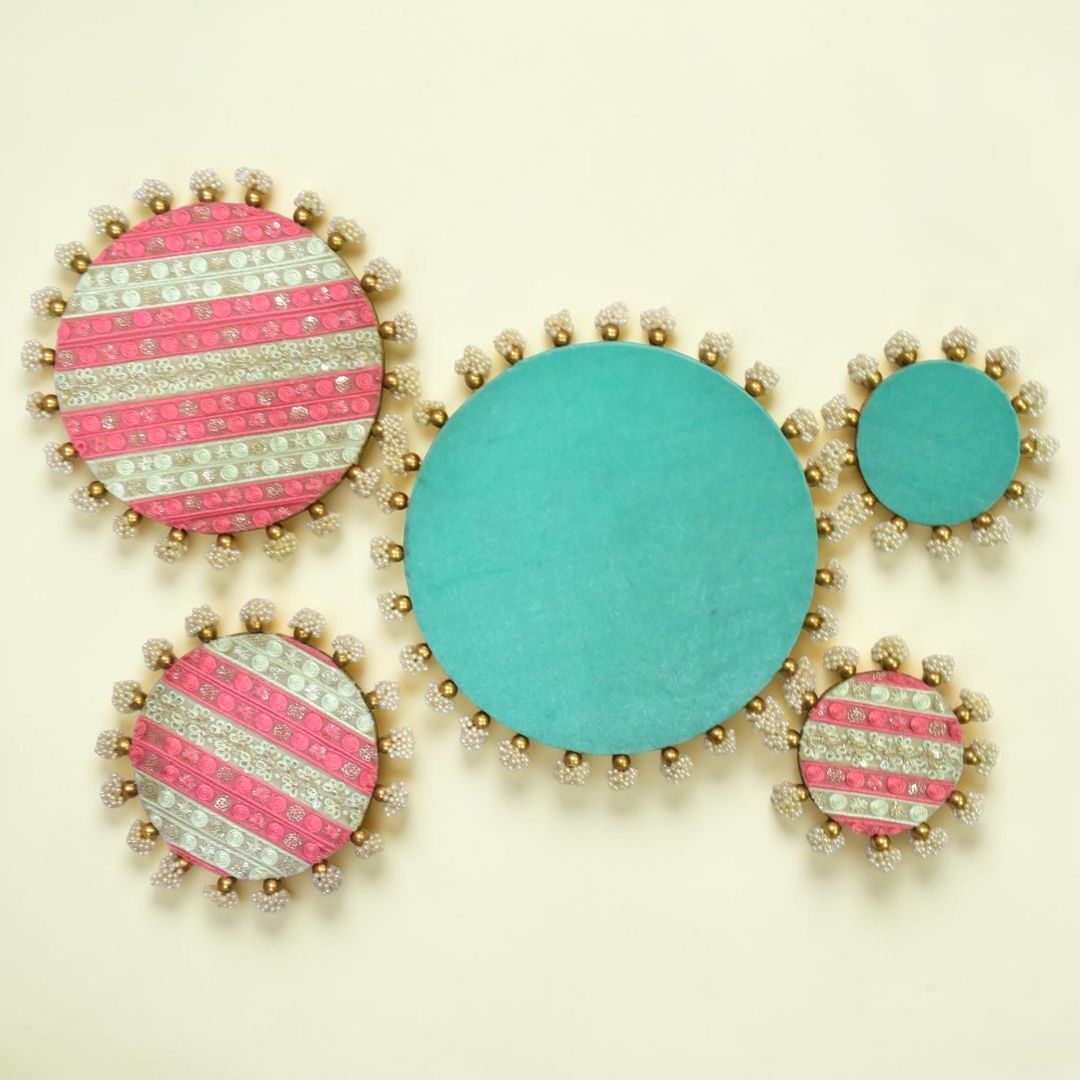 Luxury Handcrafted Decorative Platter Set for Pooja, Weddings & Festive Home Decor | Set of 5 MDF Trays