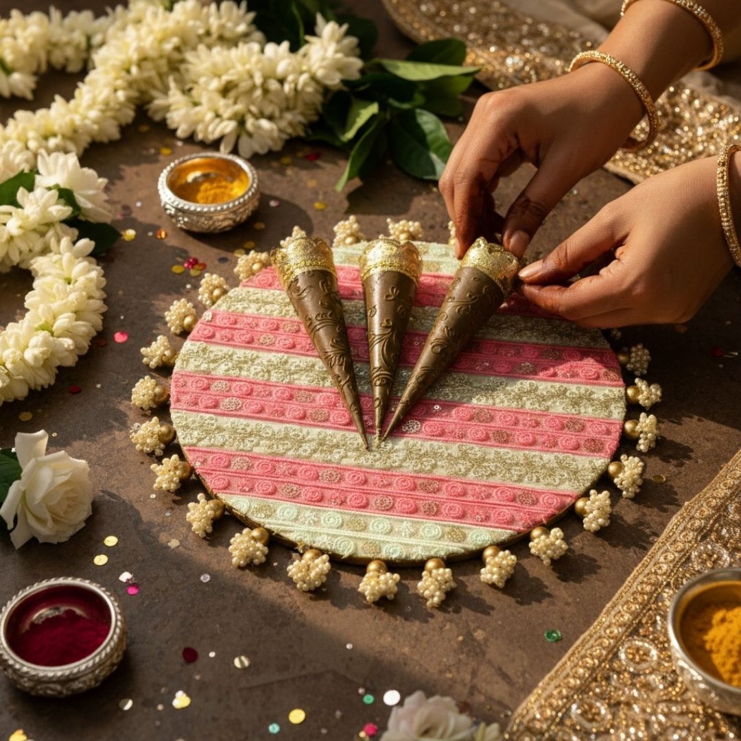 Luxury Handcrafted Decorative Platter Set for Pooja, Weddings & Festive Home Decor | Set of 5 MDF Trays