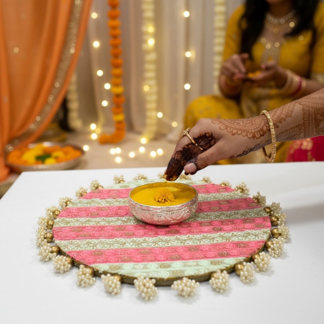 Luxury Handcrafted Decorative Platter Set for Pooja, Weddings & Festive Home Decor | Set of 5 MDF Trays