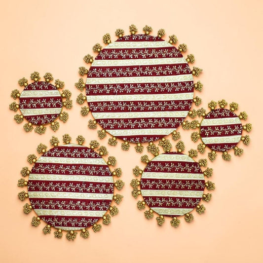 Luxury Handcrafted Decorative Platter Set for Pooja, Weddings & Festive Home Decor | Set of 5 MDF Trays