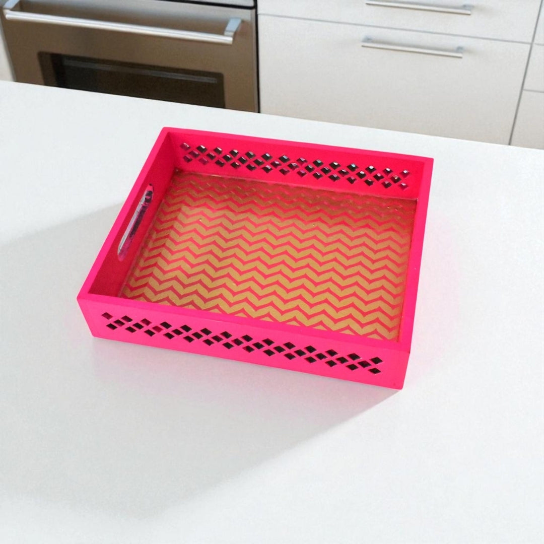 Handcrafted Pink Cutwork Tray | Festive Gifting Tray