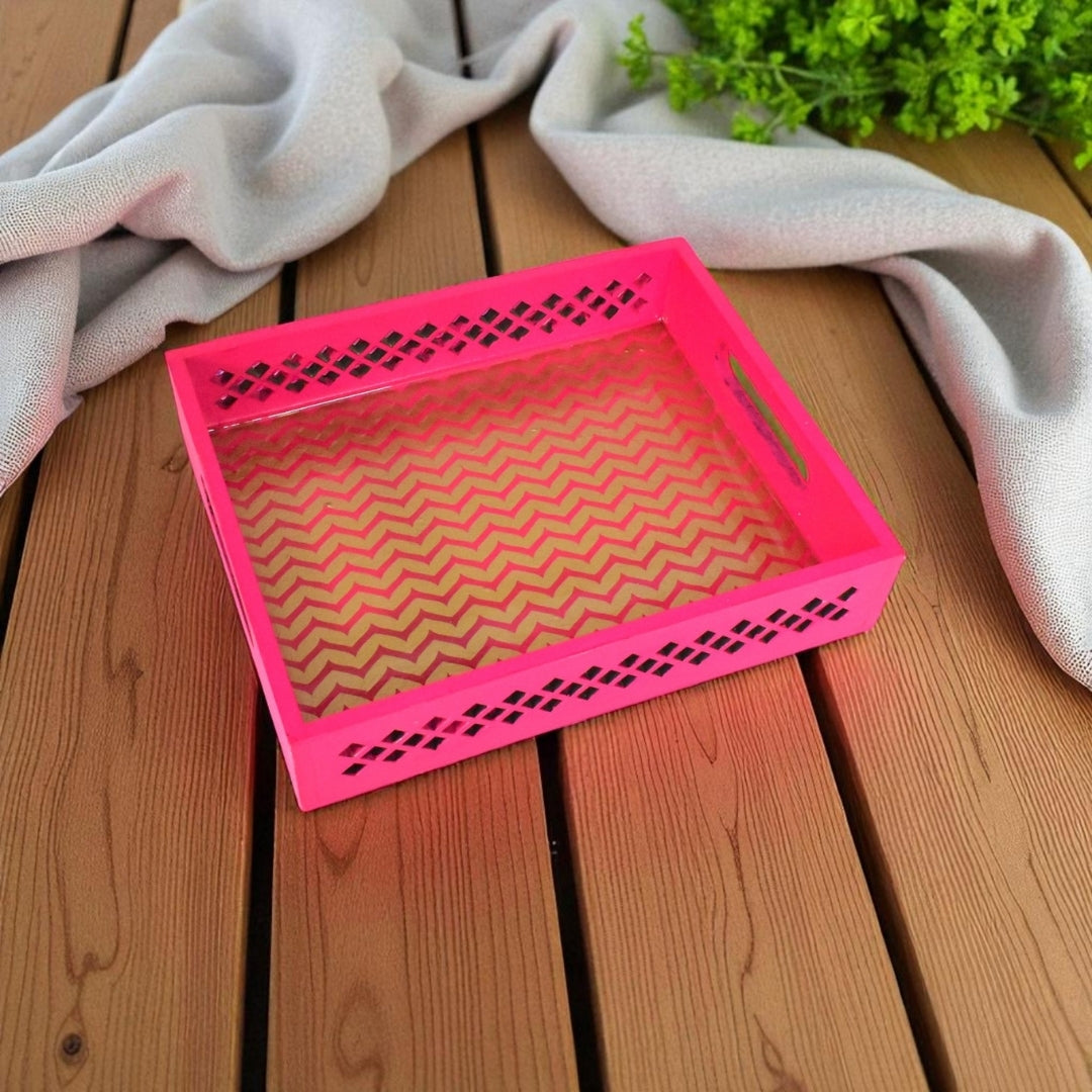 Handcrafted Pink Cutwork Tray | Festive Gifting Tray