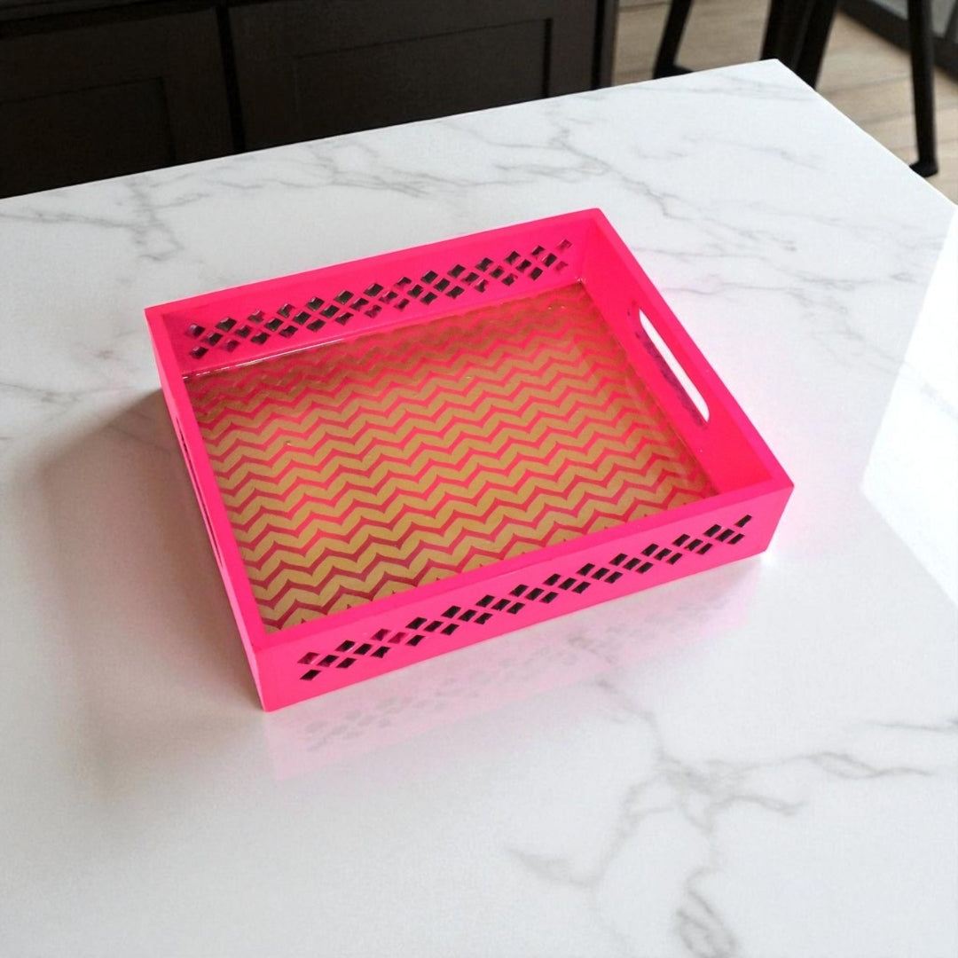 Handcrafted Pink Cutwork Tray | Festive Gifting Tray