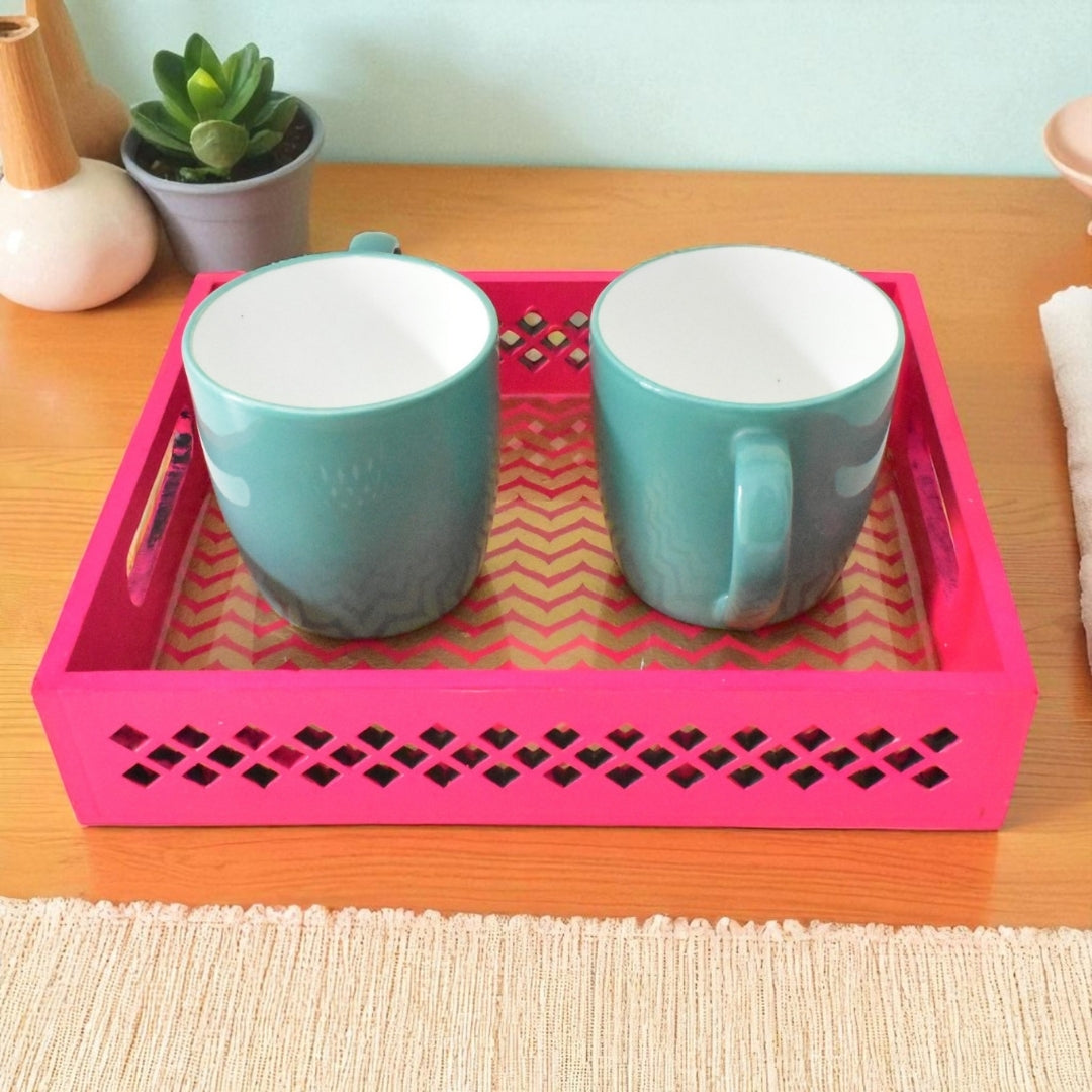 Handcrafted Pink Cutwork Tray | Festive Gifting Tray