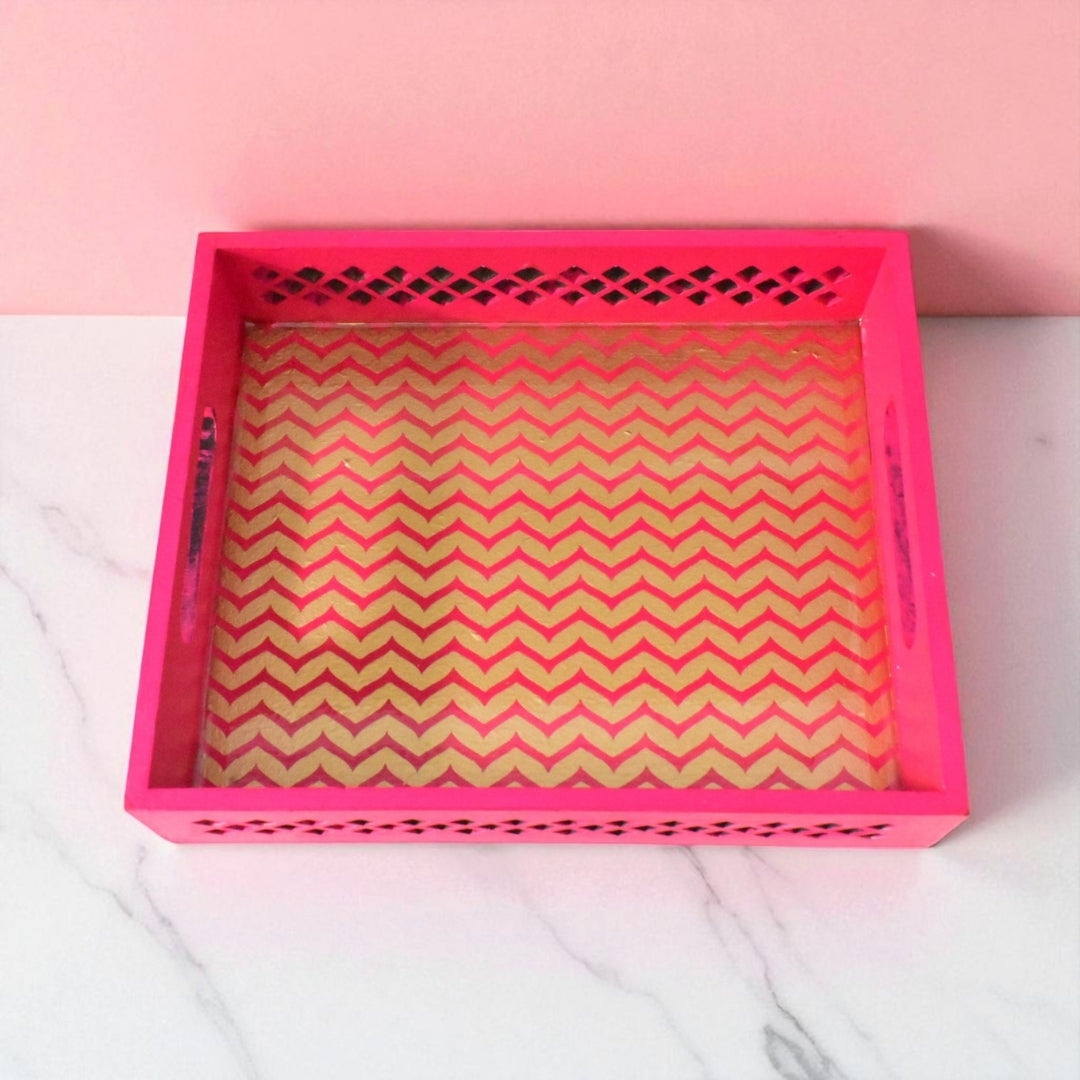 Handcrafted Pink Cutwork Tray | Festive Gifting Tray