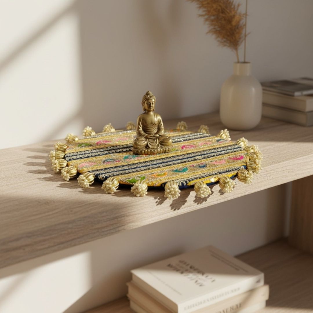 Luxury Handcrafted Decorative Platter Set for Pooja, Weddings & Festive Home Decor | Set of 5 MDF Trays