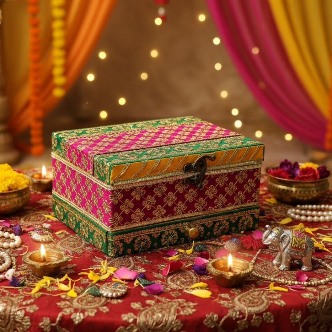 Artisanal Ethnic Jewelry Storage Box - Unique Handmade Treasure Chest