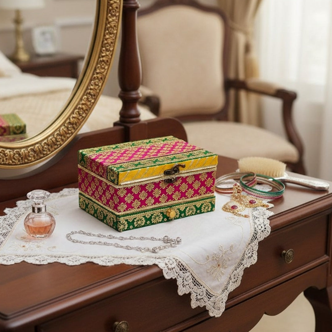 Artisanal Ethnic Jewelry Storage Box - Unique Handmade Treasure Chest