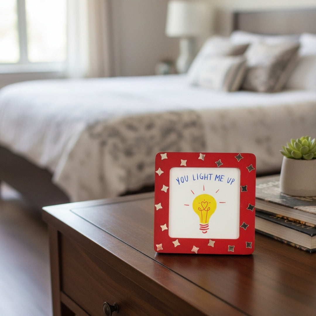 Handmade Red Mirror Work Message Frame