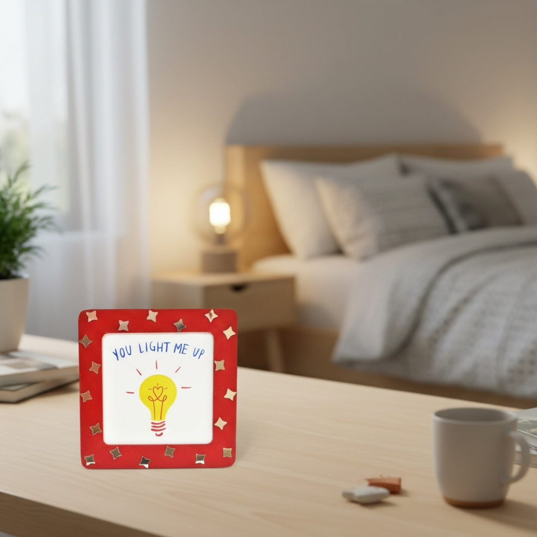Handmade Red Mirror Work Message Frame