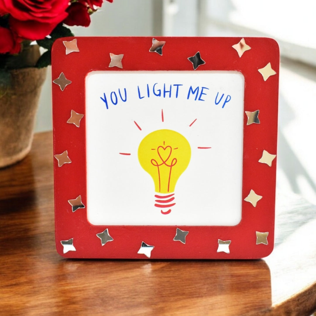 Handmade Red Mirror Work Message Frame