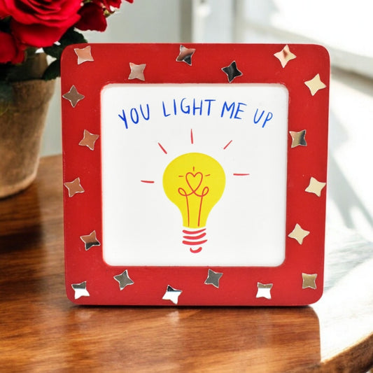 Handmade Red Mirror Work Message Frame