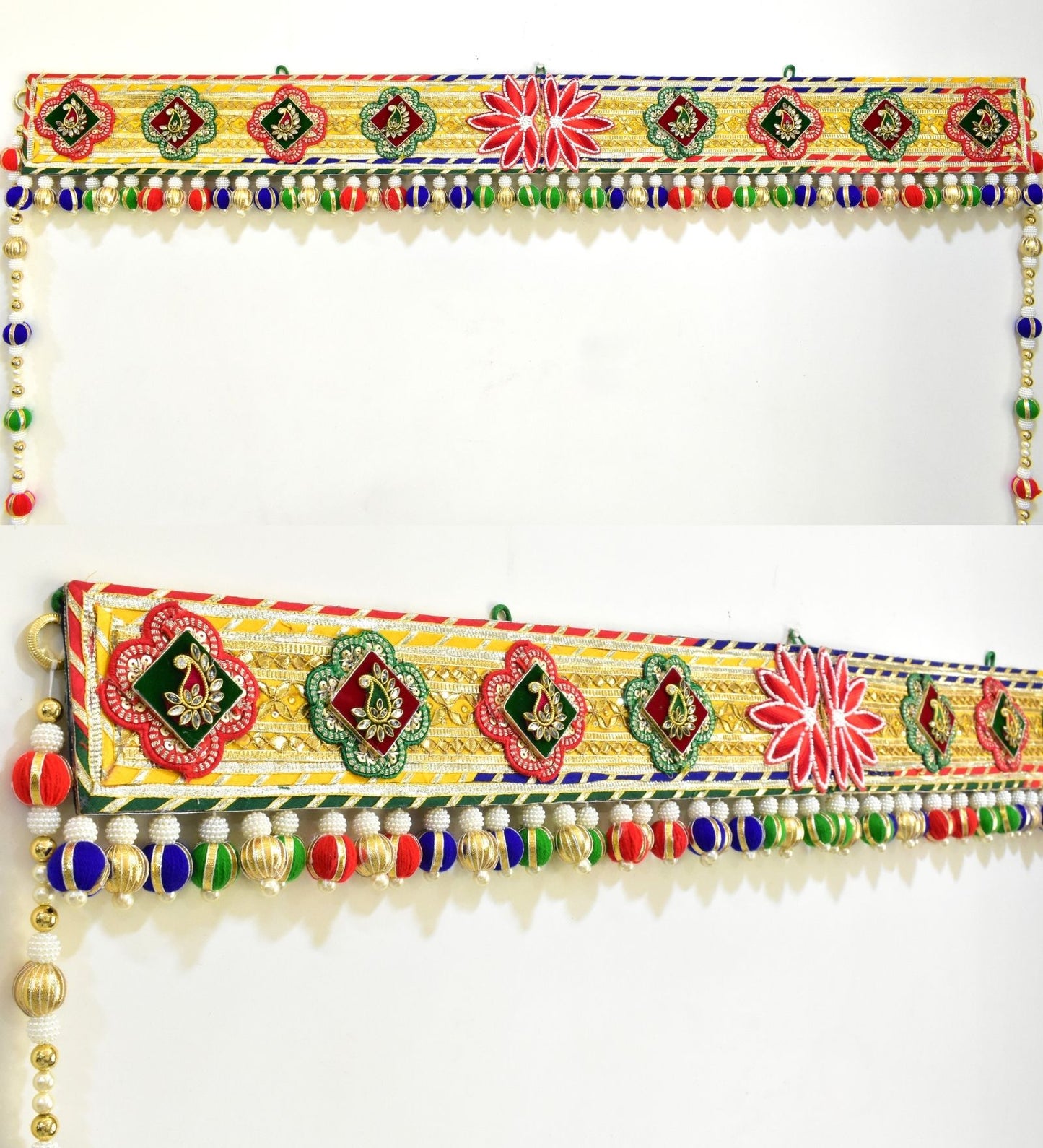 Handcrafted Golden Festive Bloom Toran – Auspicious Floral Door Hanging for Festive Home Decor