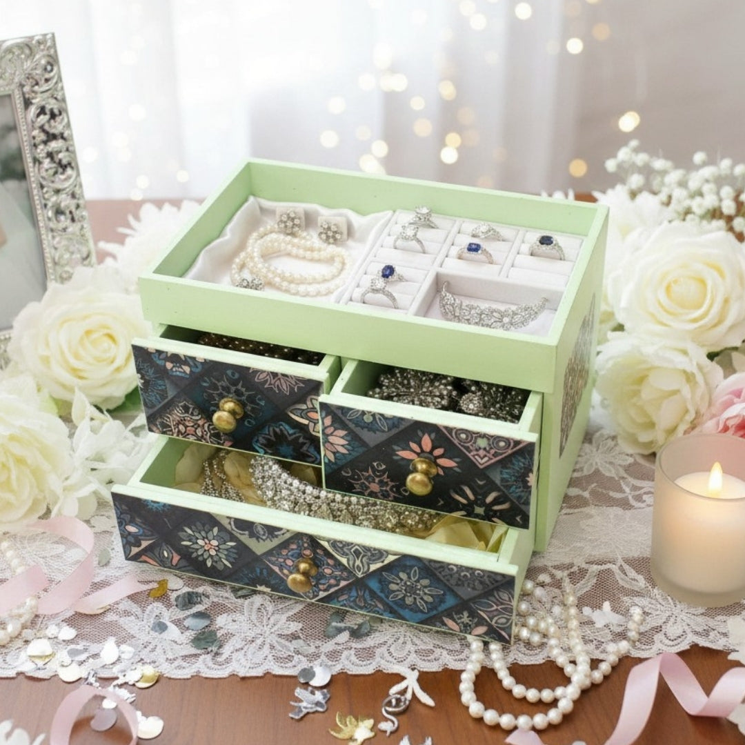 Handcrafted Jewelry Organizer, Decorative Floral Box