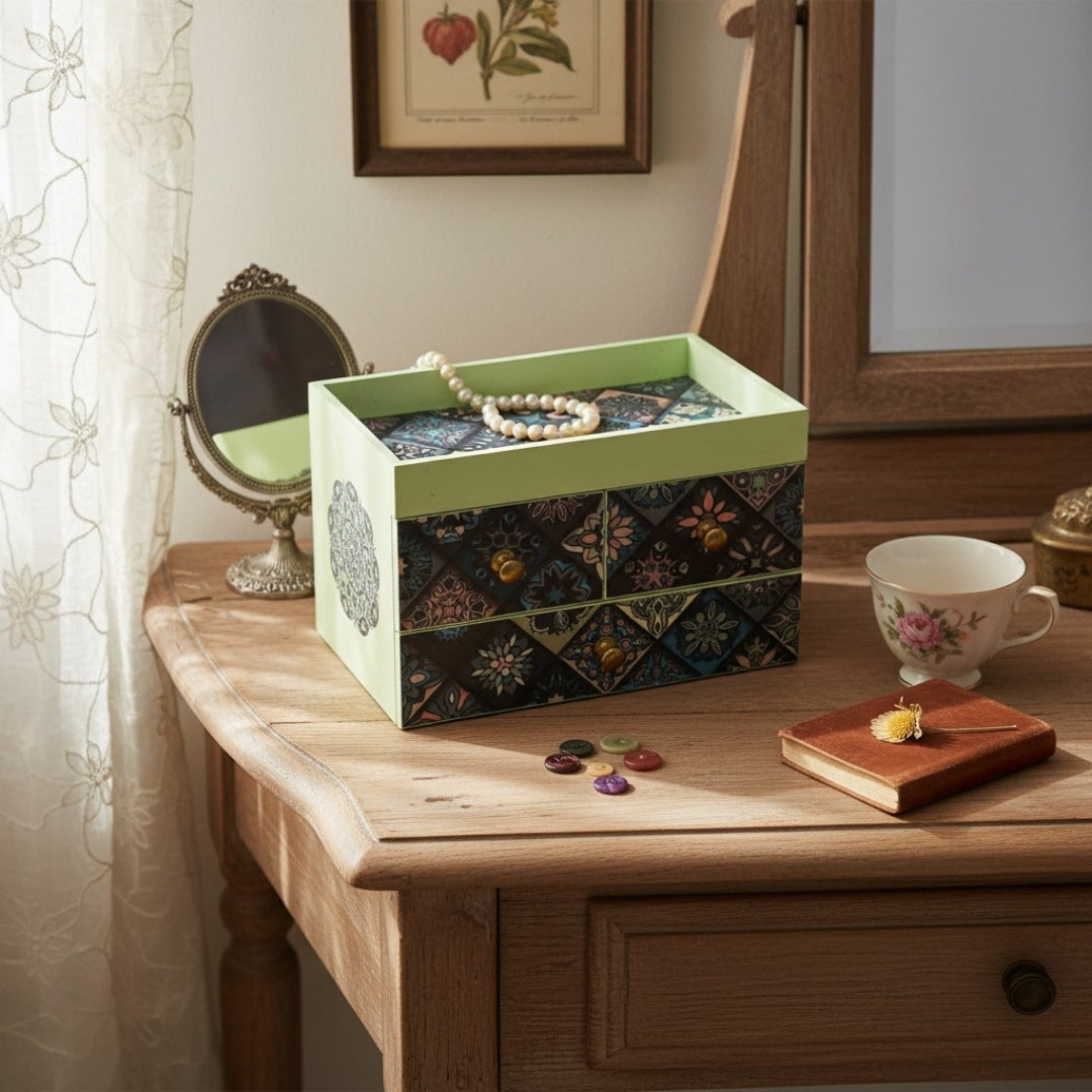 Handcrafted Jewelry Organizer, Decorative Floral Box