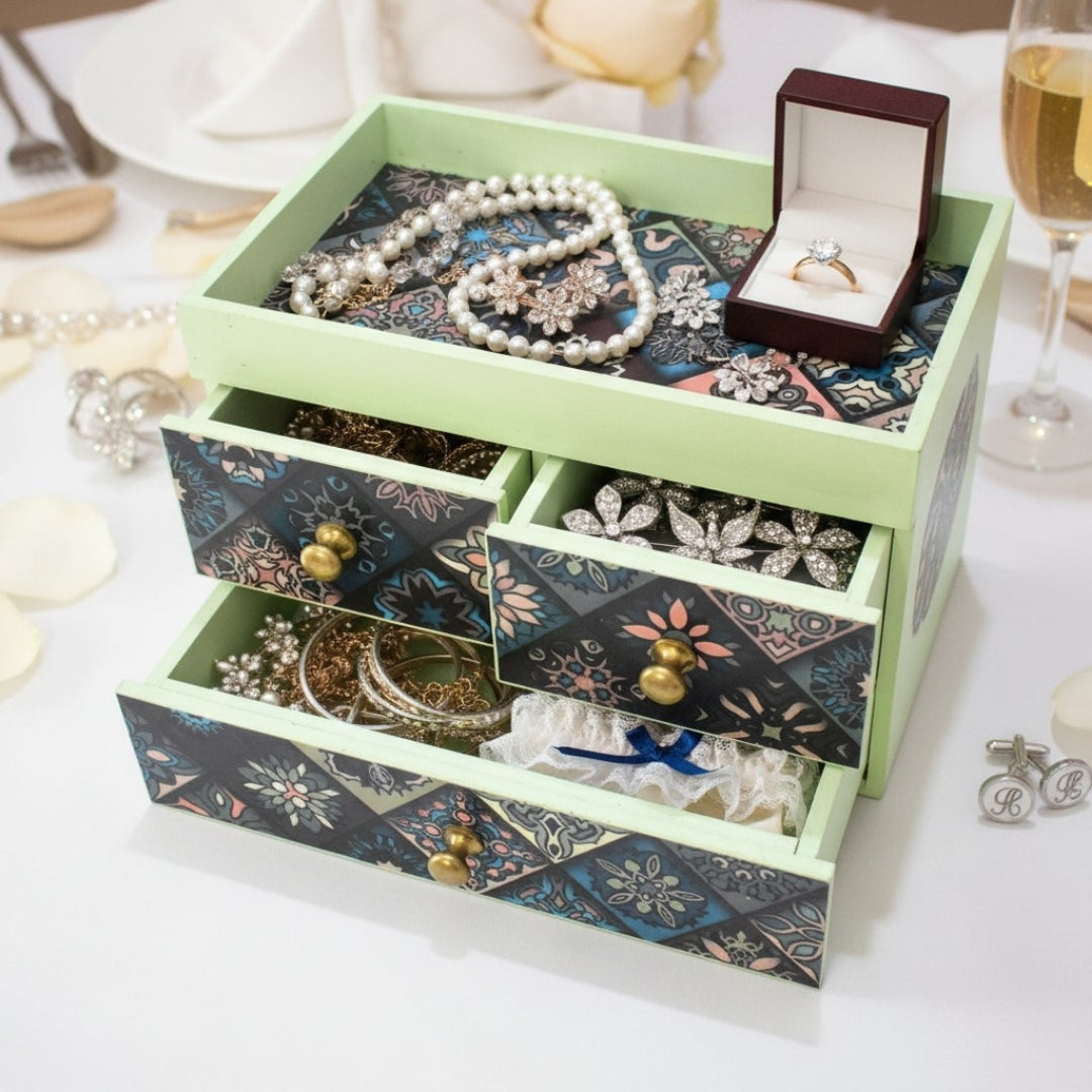 Handcrafted Jewelry Organizer, Decorative Floral Box