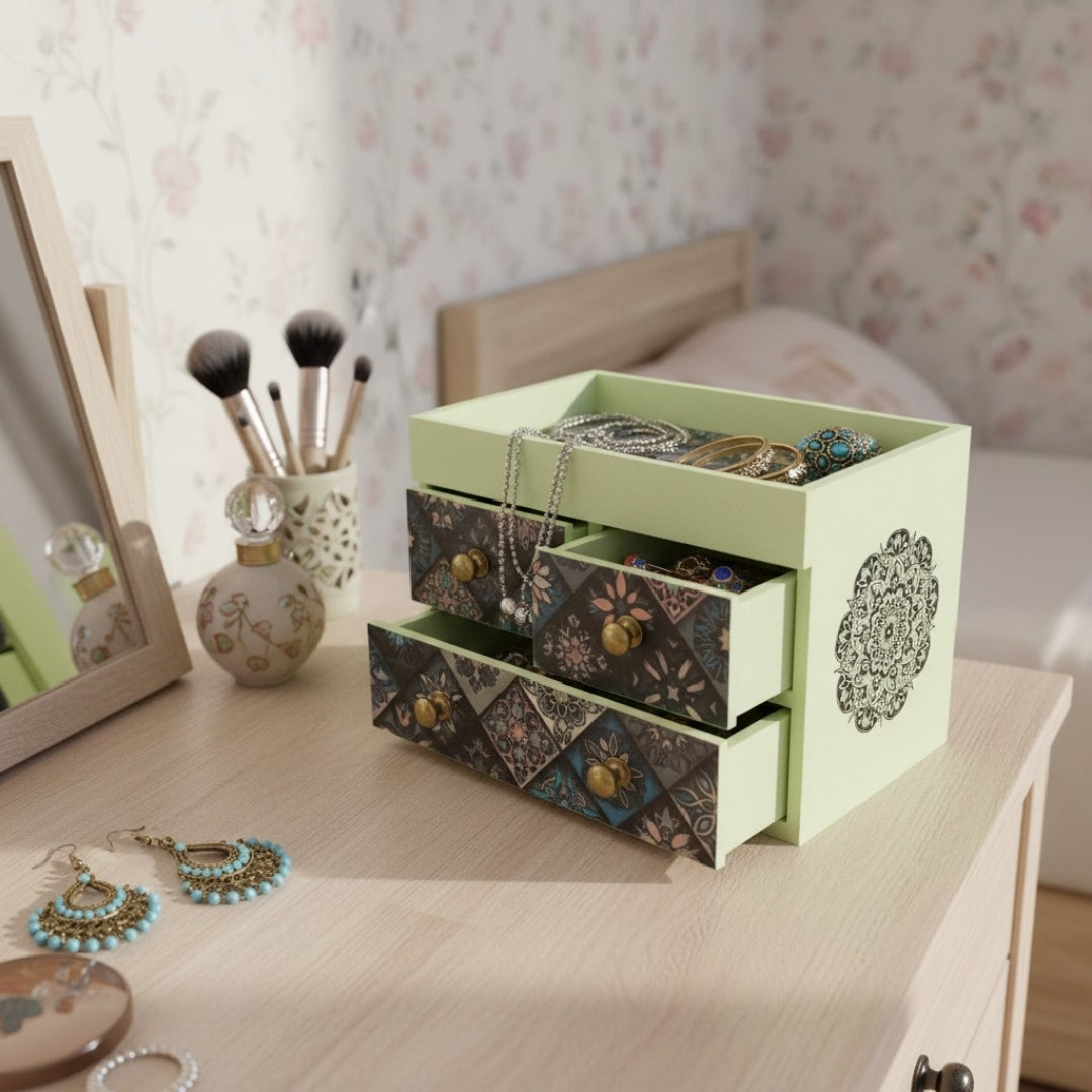 Handcrafted Jewelry Organizer, Decorative Floral Box