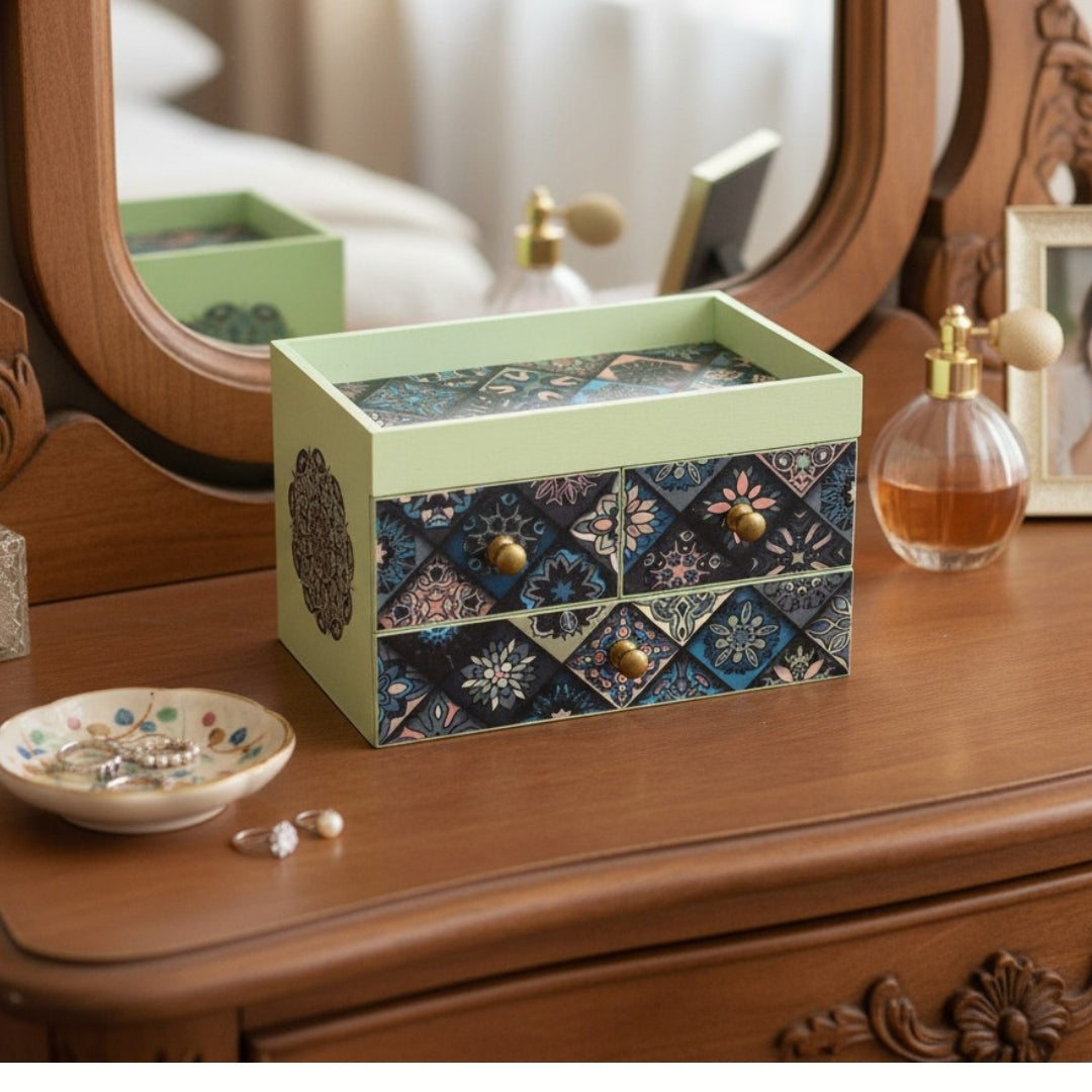 Handcrafted Jewelry Organizer, Decorative Floral Box