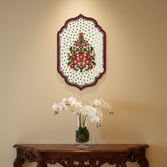 Handcrafted Pastel Green Floral Wall Art – Traditional Indian Design (Single)